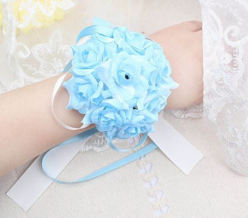 light blue wrist corsage