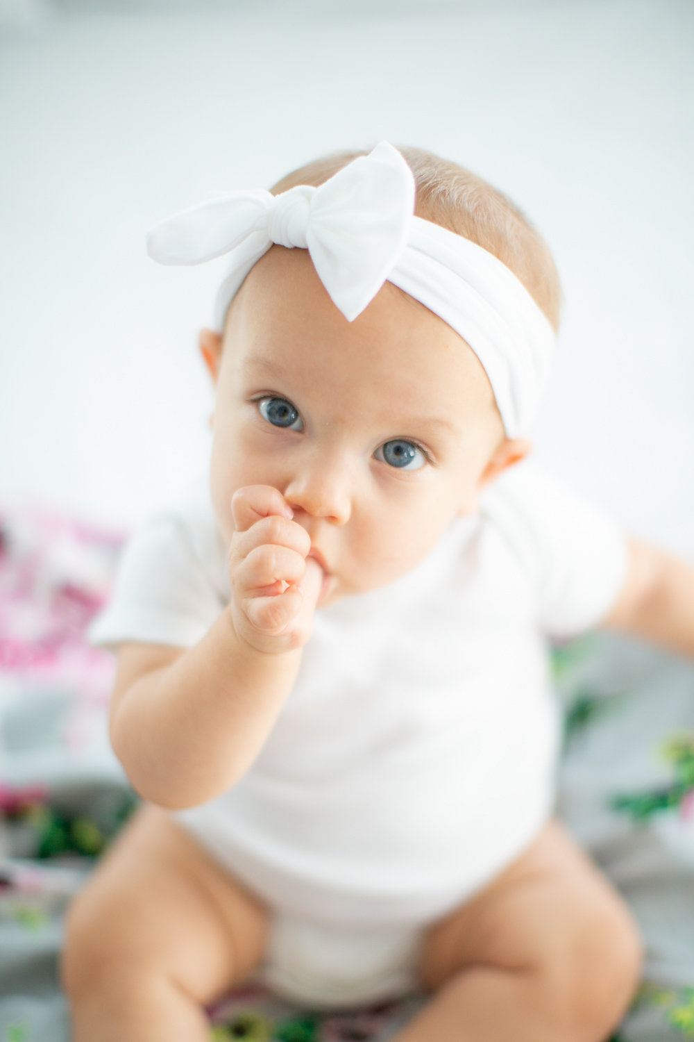 white infant headband