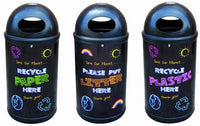 Colourful Blackboard Recycling Bin - 90 Litre