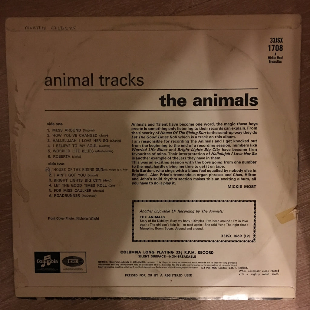 The Animals - Animal Tracks - Vinyl Record - Opened - Very-Good+ Quali –  C-Plan Audio
