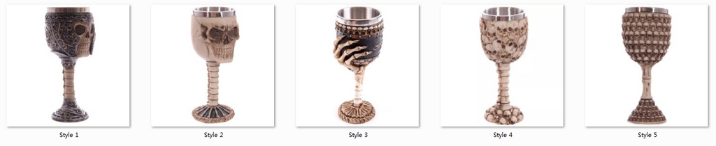 Cool Personalized Resin Stainless Steel Drinking Mug 3D Multi Skull & Spine Goblet Horror Decor Cup for Halloween Bar Party