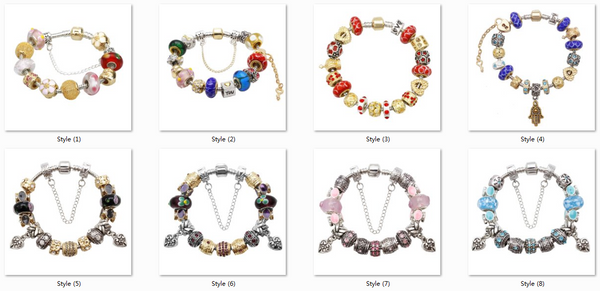 Fashion Silver Plated Charms Bracelet Rose Gold Murano Glass Beads Bracelets & Bangles Original Bracelets For Women Jewelry