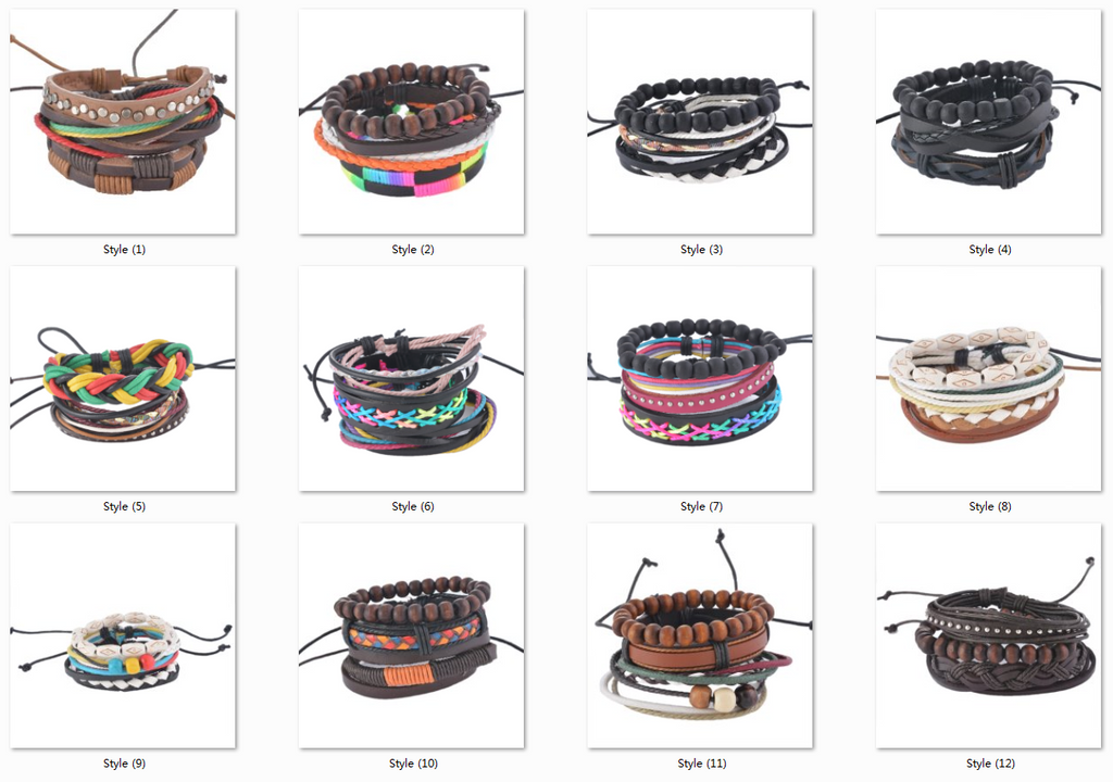 Multilayer Leather Bracelet Men Jewelry Bohemian Rock Wooden Bead Bracelets For Women Love Vintage Bracelets & Bangles