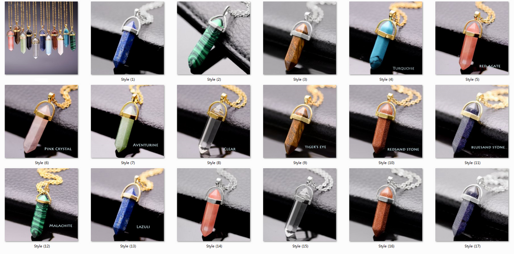 Natural Stone Bullet Shape Healing Point Pendant Necklaces Turquoise Crystal Stone Quartz Pendant Necklace Women Jewelry