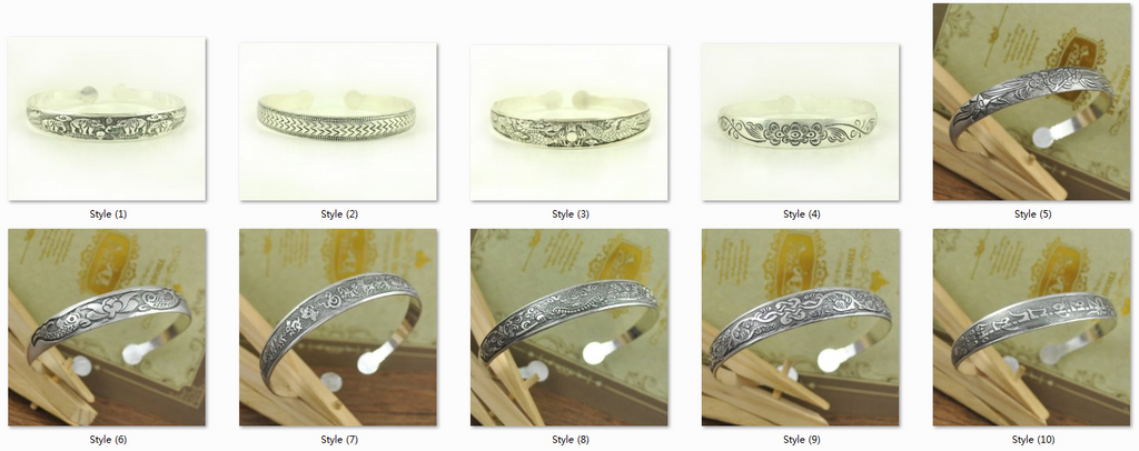 New Fashion Vintage Style Tibetan Silver Metal Carving Cuff Bracelets& Bangles For Women Dress 