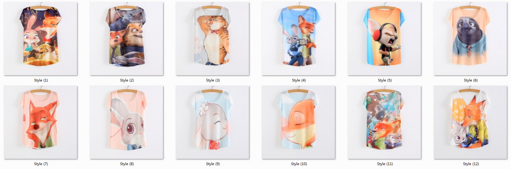 New Women's T-shirt summer tees top Thin style Cute rabbit Judy print batwing sleeve T shirts