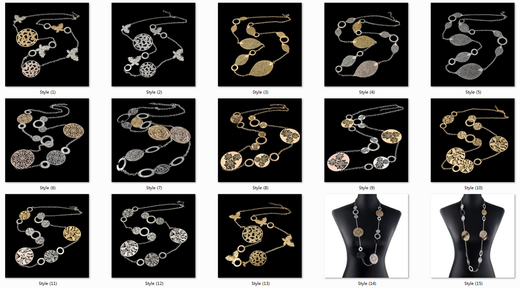 Vintage Long Statement Necklace Real Gold Silver Plated Round Flower Women Necklaces & Pendants Fashion Jewelry