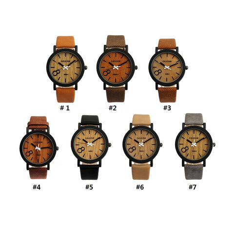 New Fashion Design Simulation Wooden Quartz Men Watches Casual Wooden Color Leather Strap Watch Wood Male Wristwatch Hot