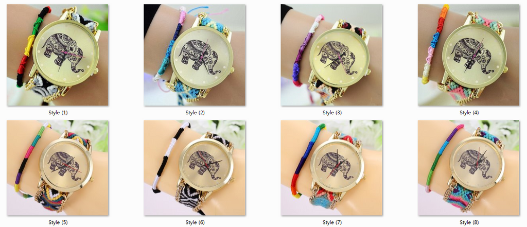 New Brand Handmade Braided Elephant Friendship Bracelet Watch GENEVA Watches Women Quarzt Watches
