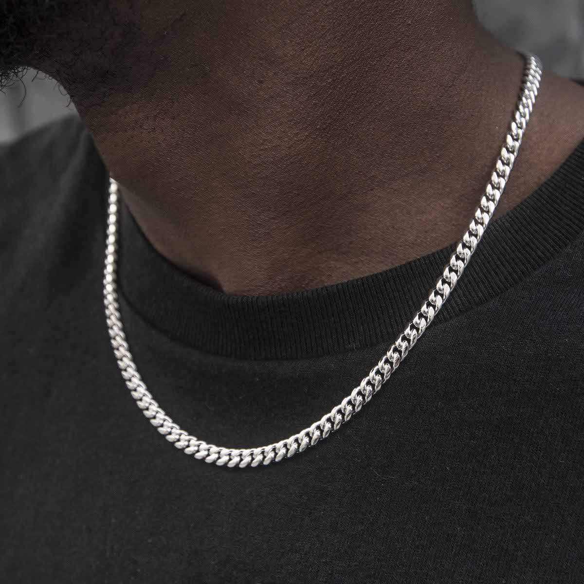 white gold chain cuban link