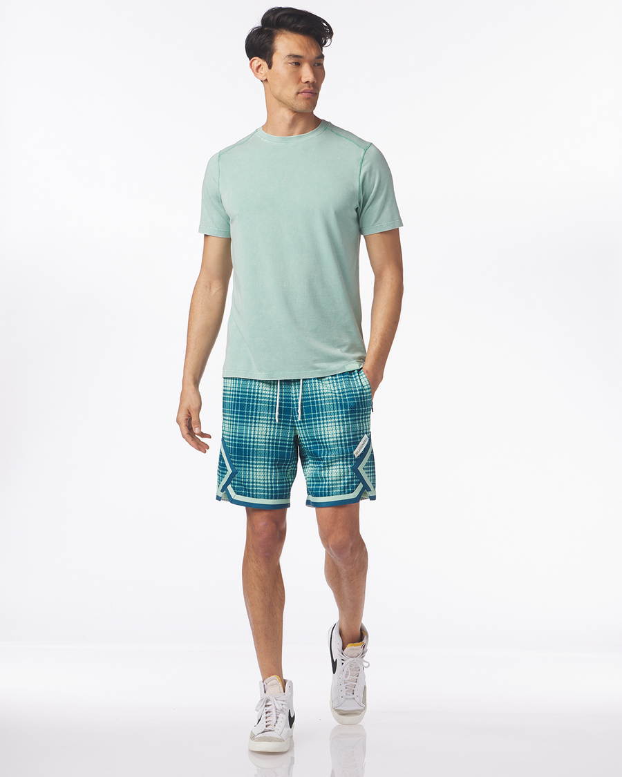 Crossover Short Pale Green Plaid