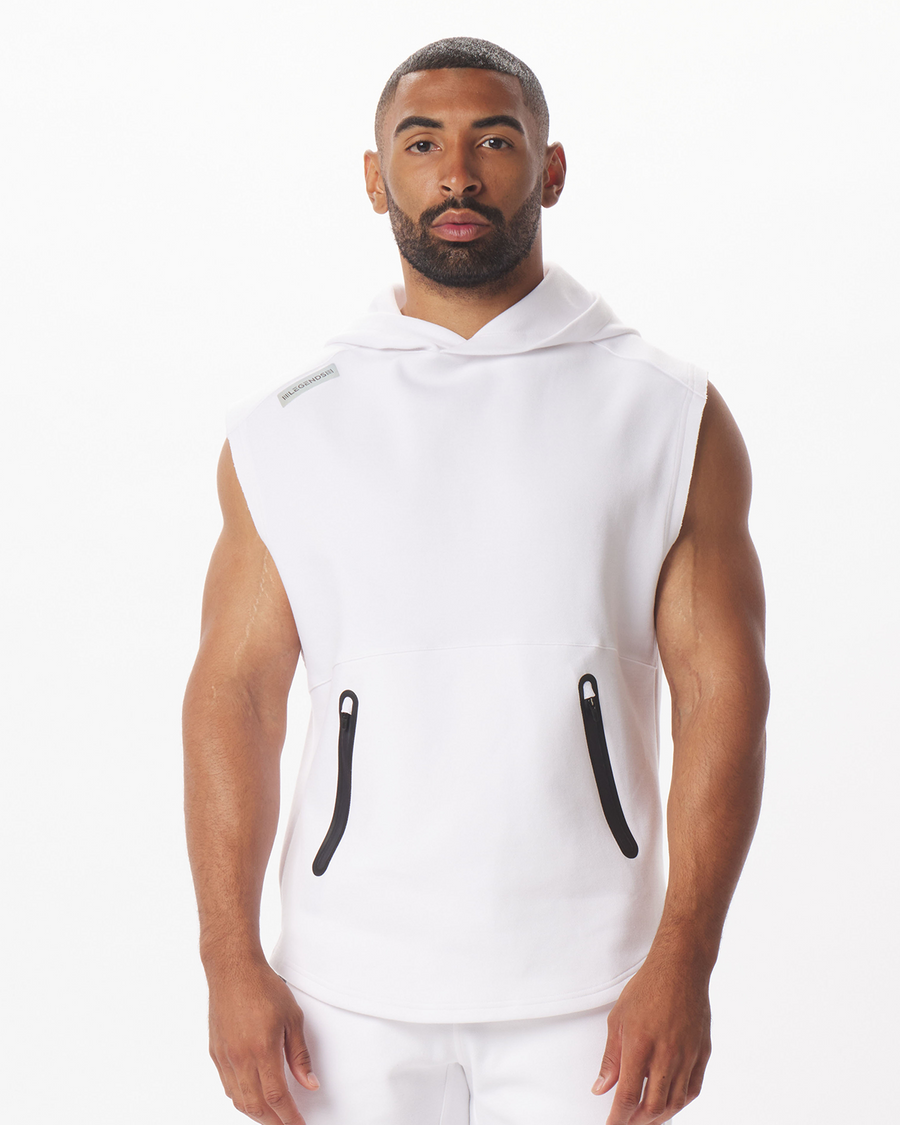 Precision Sleeveless Hoodie White