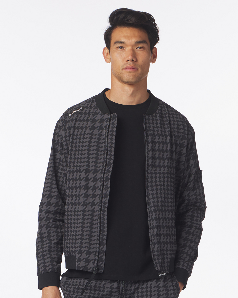 Carson Bomber Jacket Black Charcoal Houndstooth