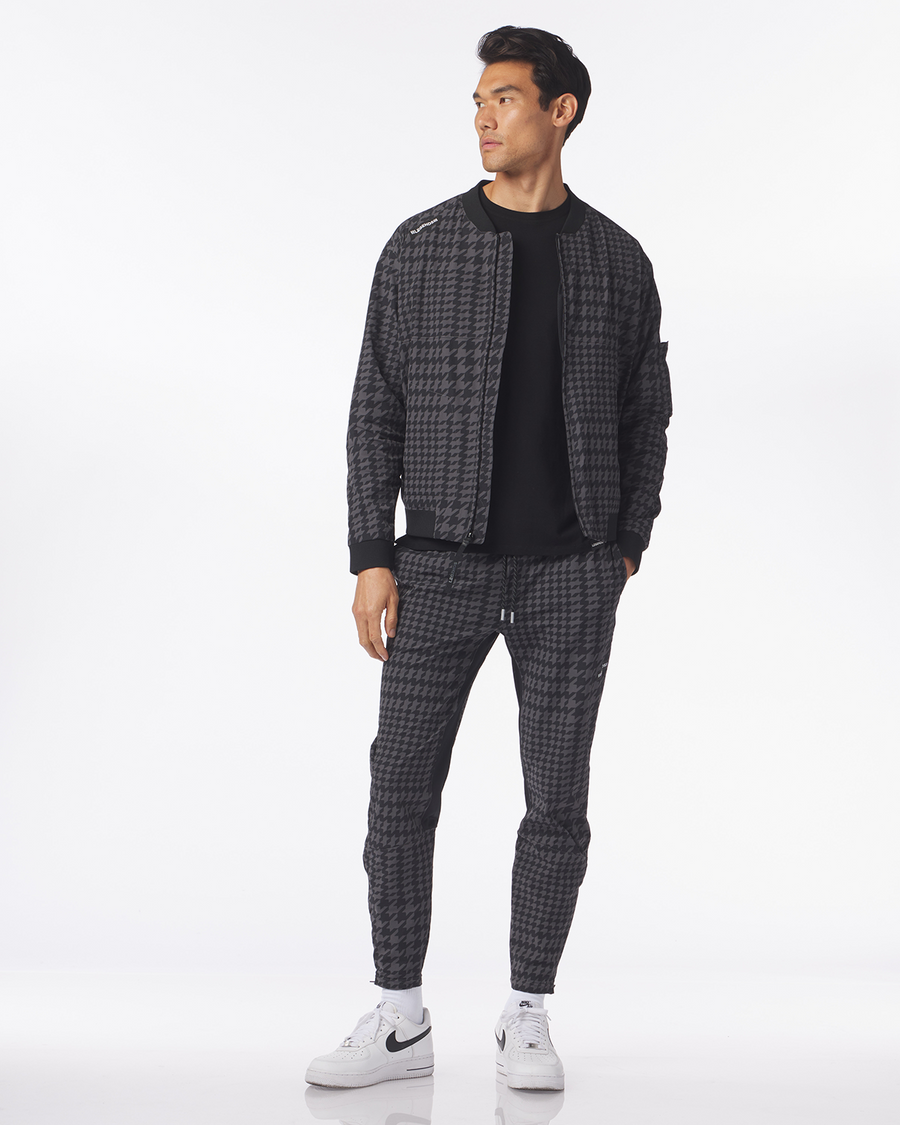 Carson Bomber Jacket Black Charcoal Houndstooth