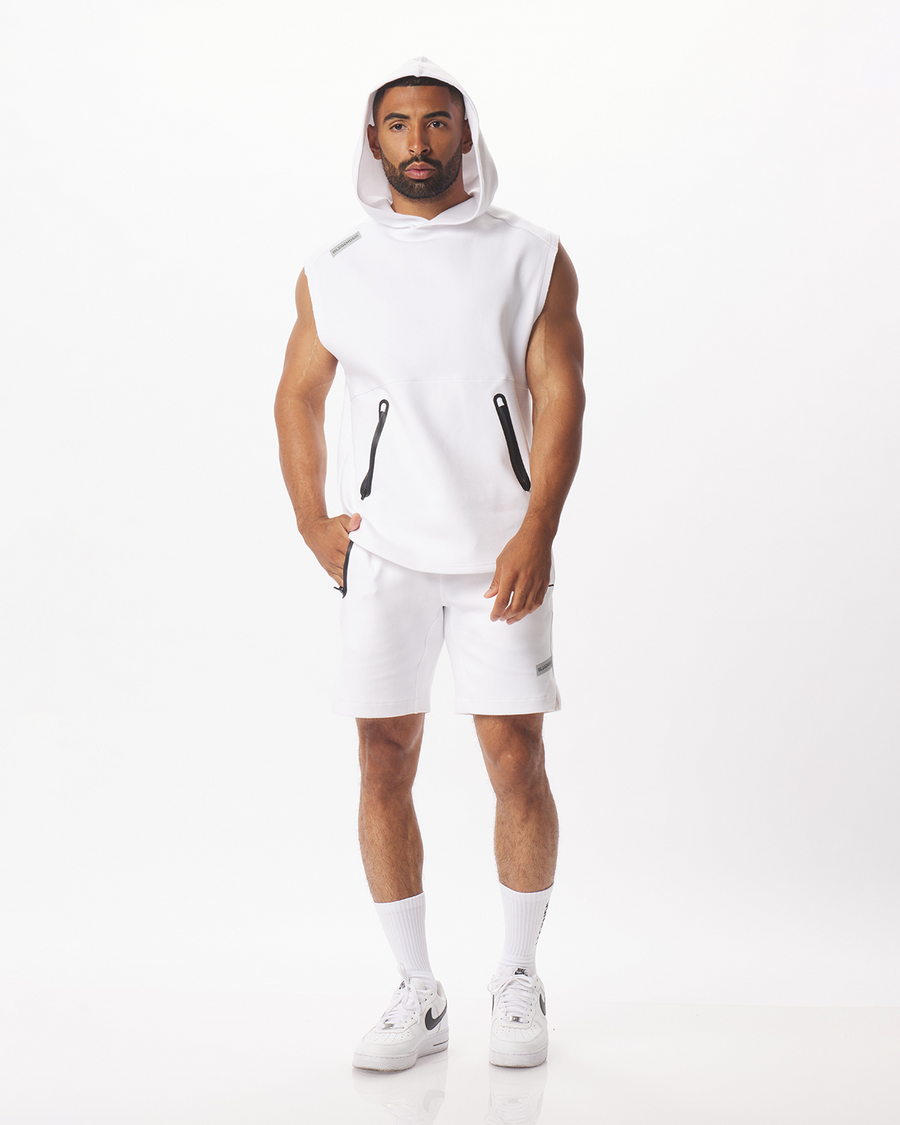 Precision Sleeveless Hoodie White