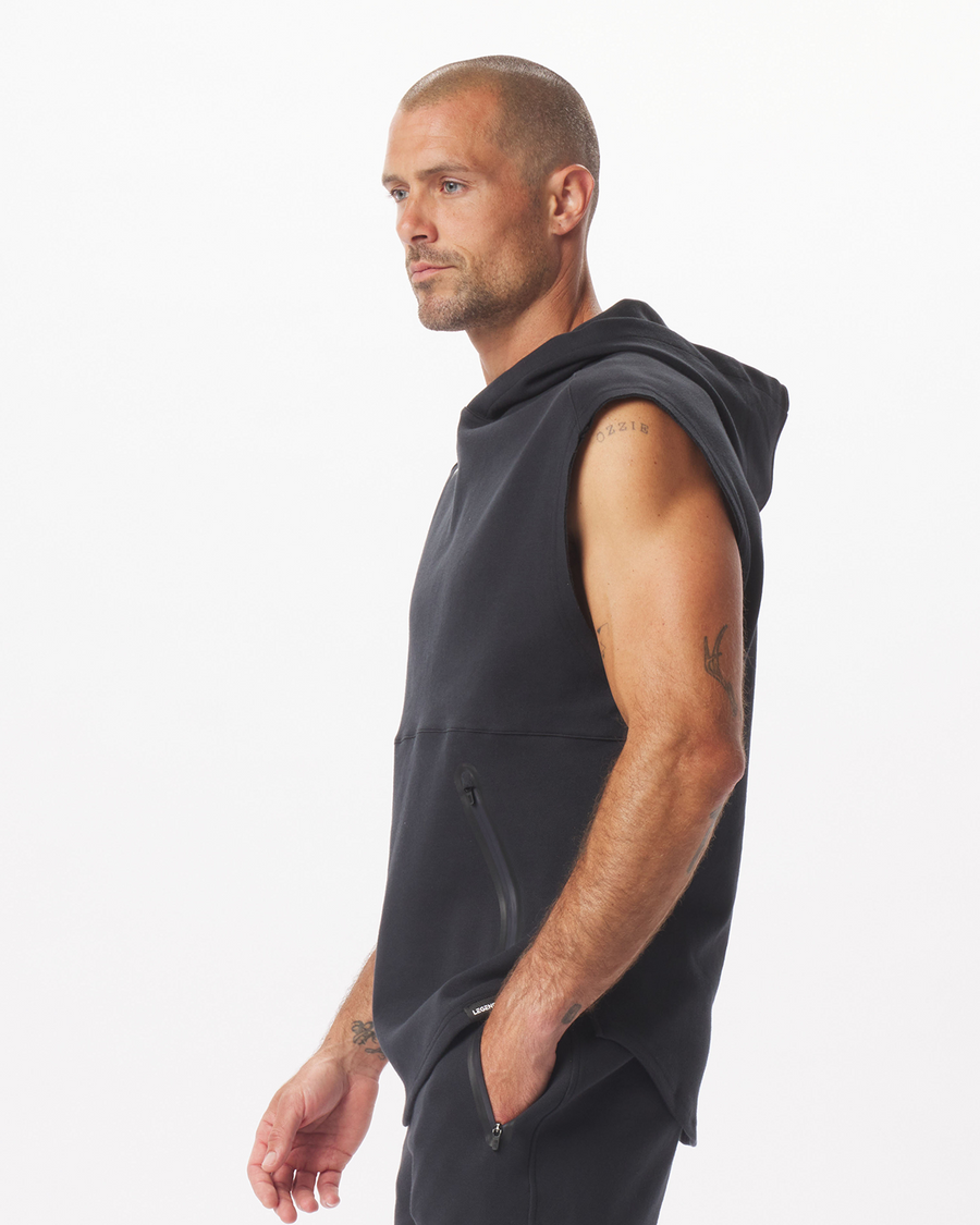 Precision Sleeveless Hoodie Washed Black