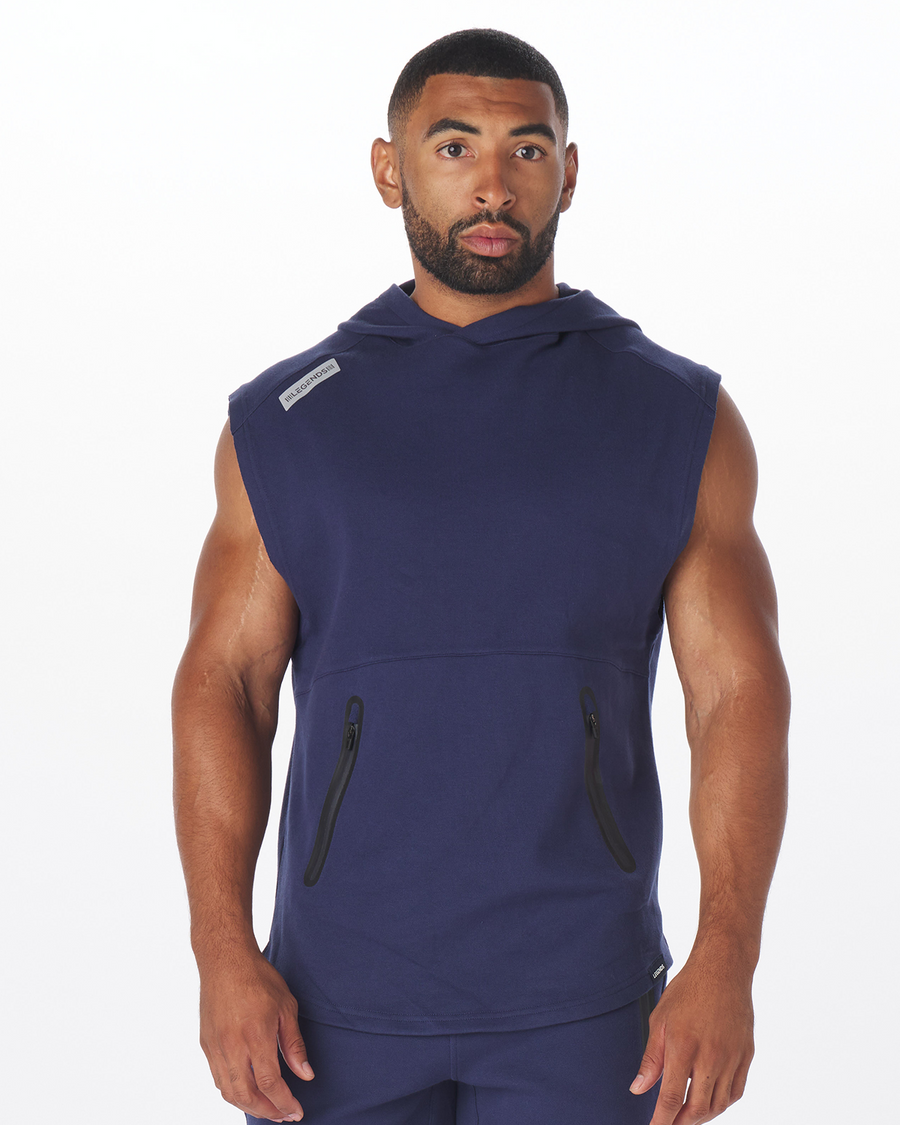 Precision Sleeveless Hoodie Navy