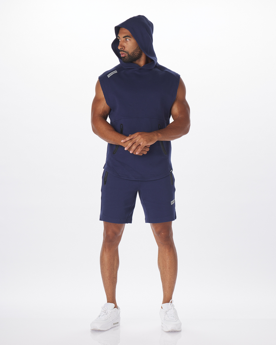 Precision Sleeveless Hoodie Navy