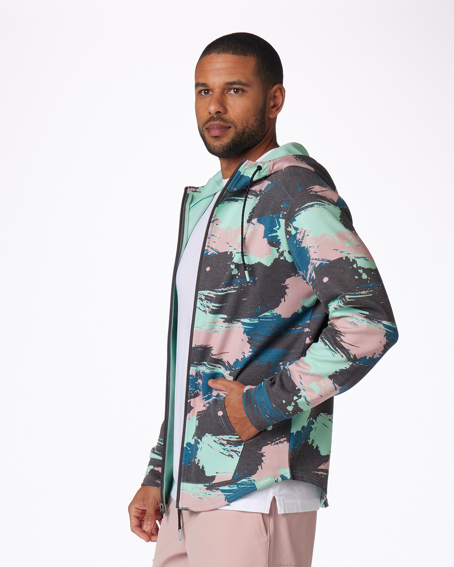 Hawthorne Tech Zip Hoodie Pale Green Stroke Camo