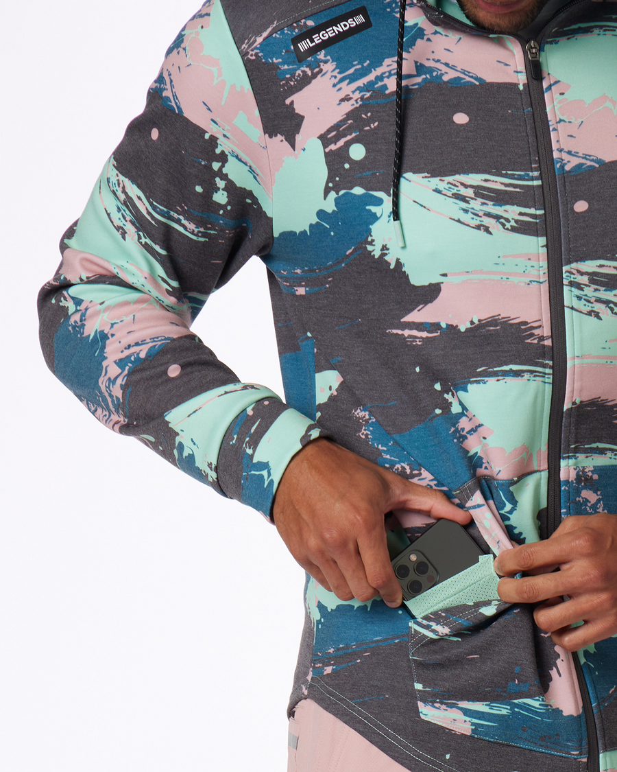 Hawthorne Tech Zip Hoodie Pale Green Stroke Camo