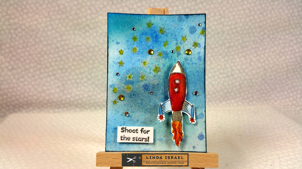 Rocketship Artist Trading Card for the June #ATCAD2017 Challenge Day 24