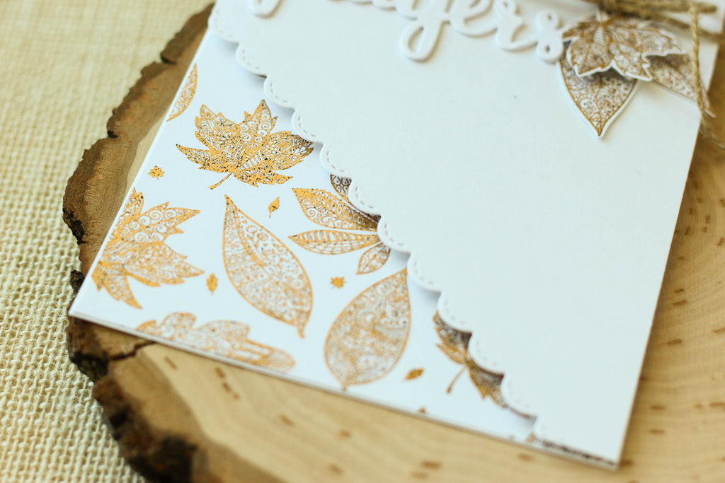 Brutus Monroe's papers are printed with toner ink, which means you can foil them! This card is created with the Fall Tangled Elements paper stack. Clean, classic design! 