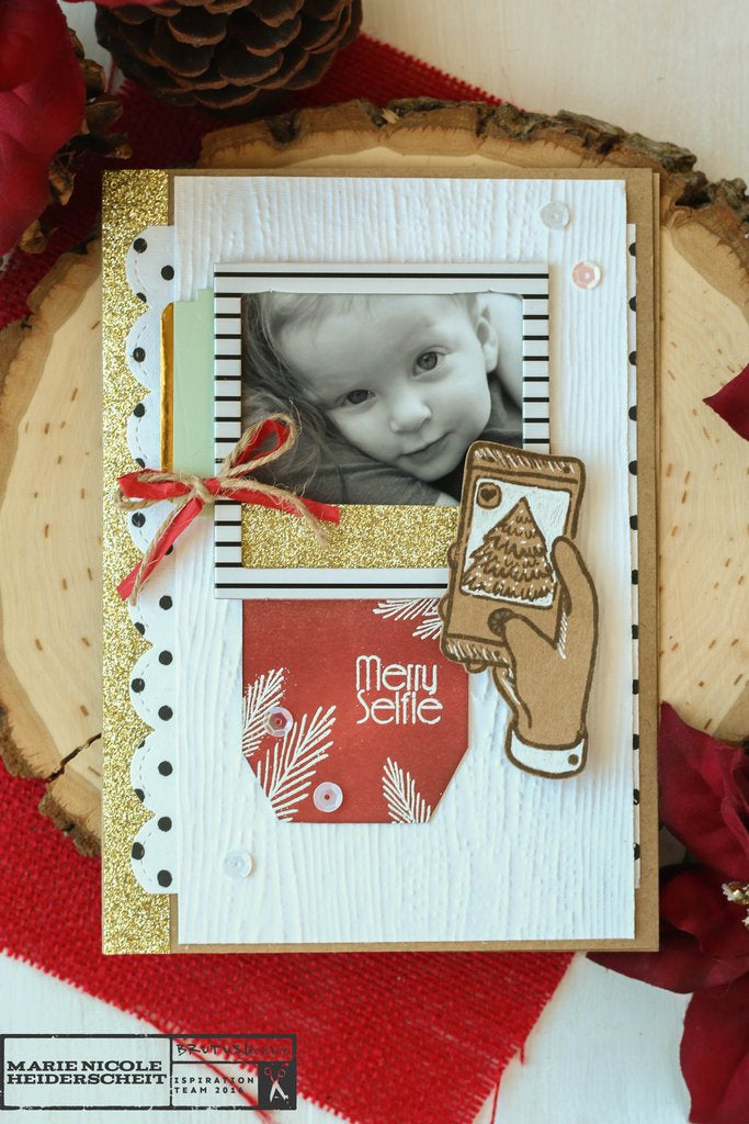 Brutus Monroe's stamp for November's stamp club is perfect for creating projects with your photos! We all send out family photos with our cards for Christmas, why not make your photo part of your card layout? 