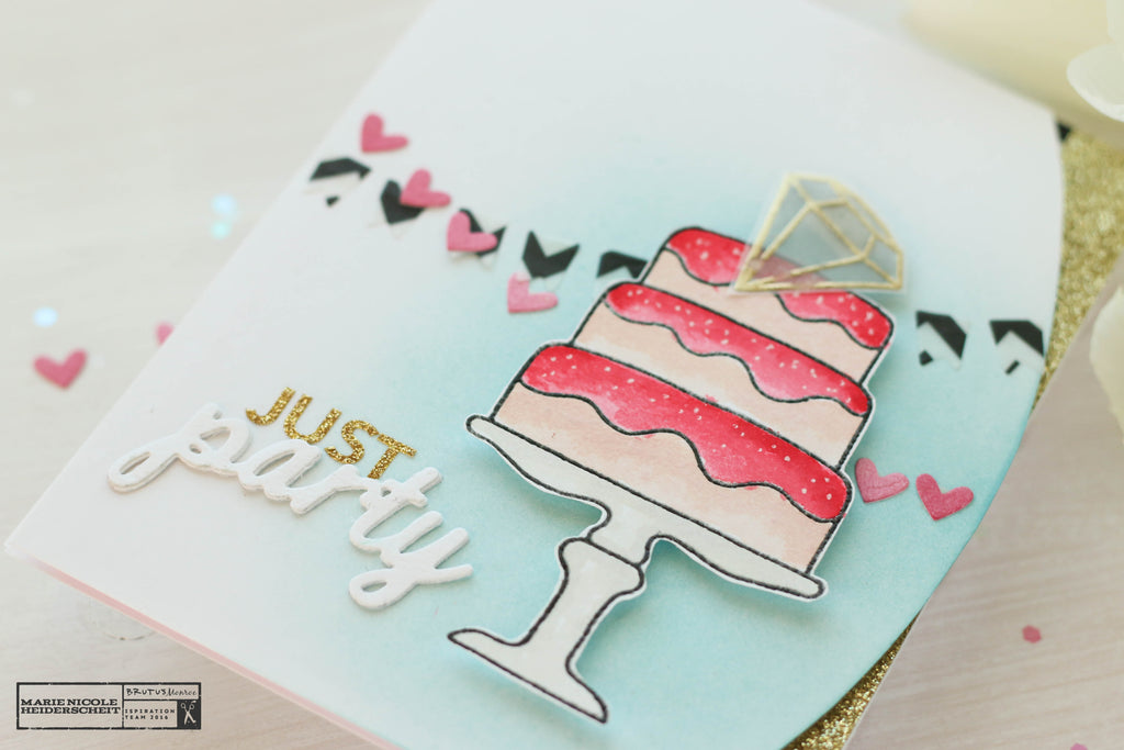 Birthday card created with Brutus Monroe's Birthday Wish stamp set. Love the glittery gold accents! 