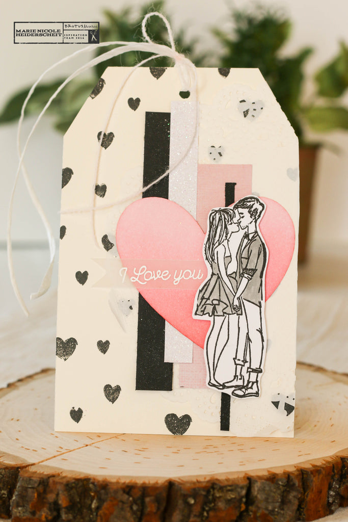 Love Grows stamp set from Brutus Monroe and a few scrap papers together makes this adorable Valentine's or Love themed tag!
