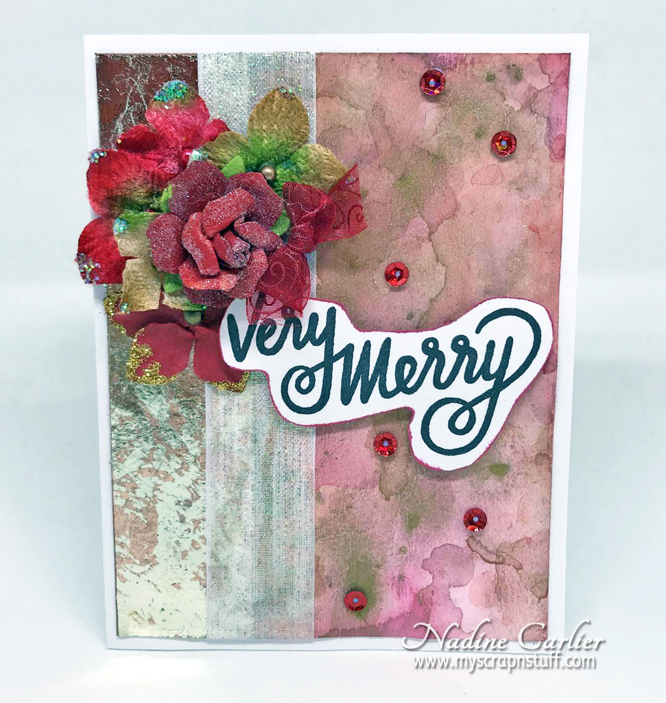 Very Merry Mixed Media Christmas Card by Nadine Carlier