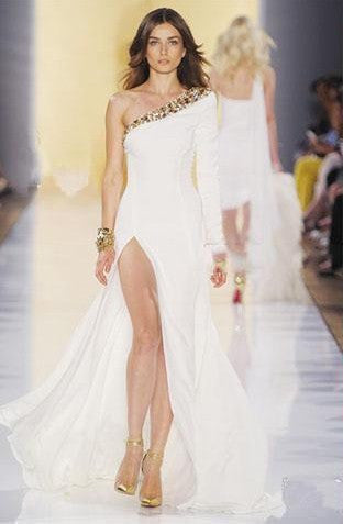 white gold long dress