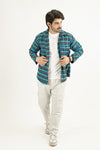 - SHEPHERD CHECK TEAL BLUE SHIRT WITH TEE -