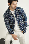 - QUADREY NAVY BLUE CHECKS SHIRT WITH TEE -