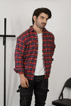 - RED BURBERRY SHIRT WITH TEE -