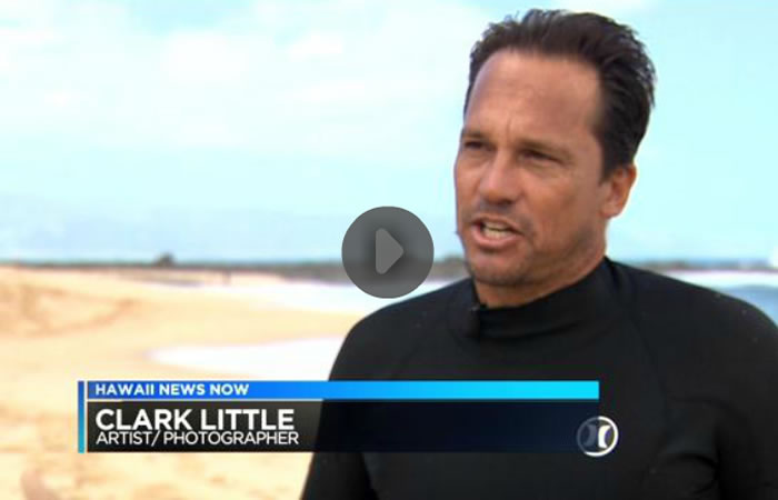 Guy Hagi (Hawaii News Now) shoots the shorebreak with Clark Little
