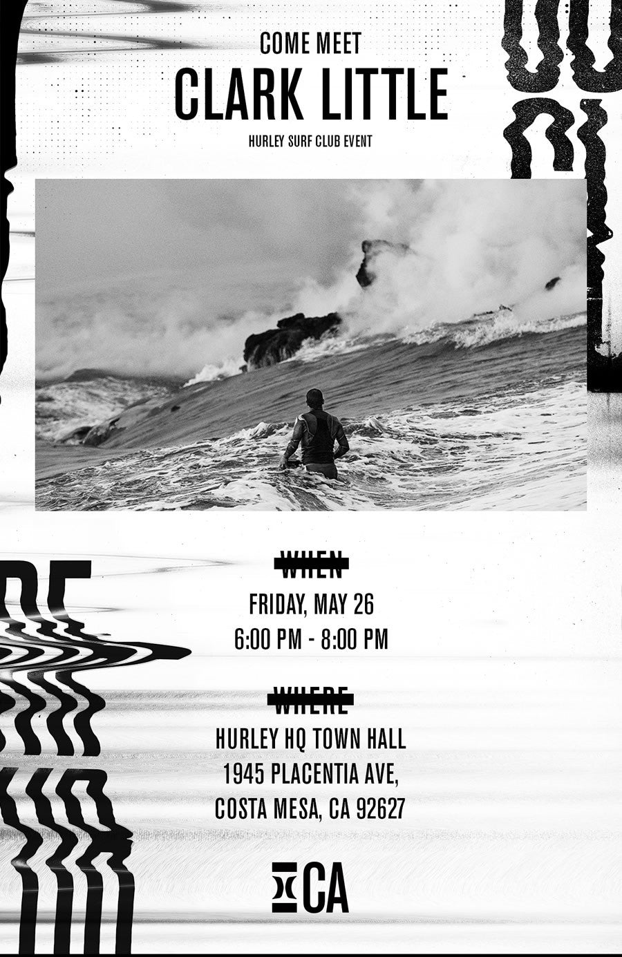 Hurley Surf Club at Hurley HQ - event poster