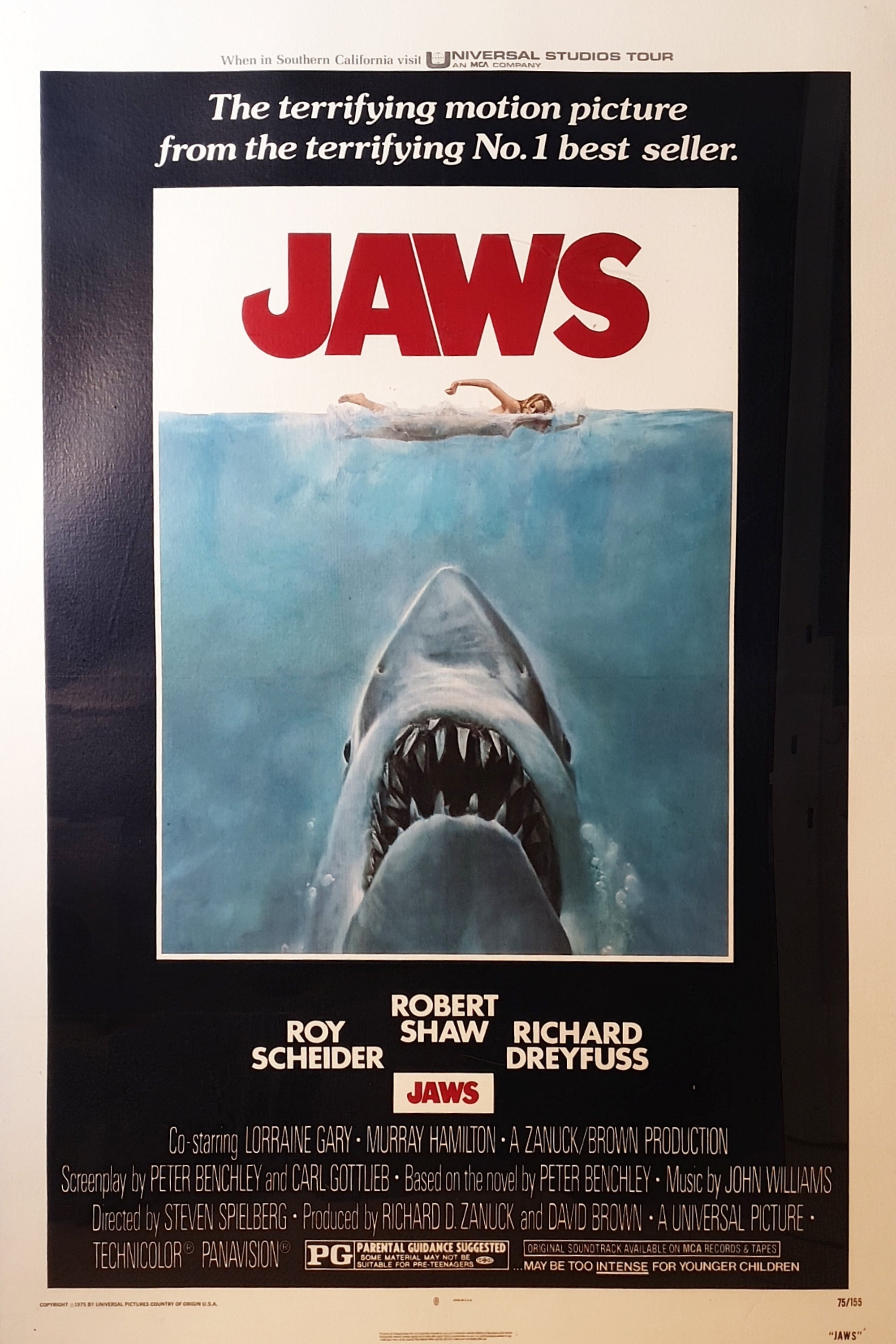 Jaws original one sheet Linen backed Movie Poster Originalcinemaposters