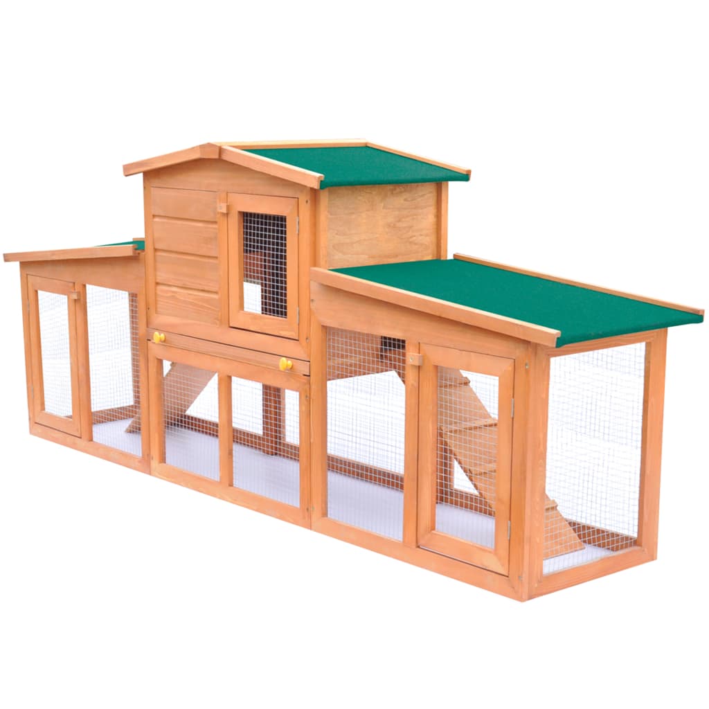 Konijnenhok voor met daken groot hout – Online
