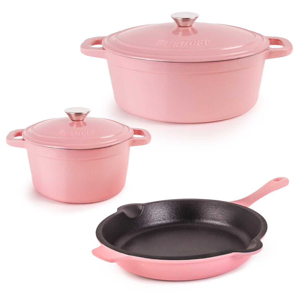 moeilijk tevreden te krijgen Buik Sobriquette Neo 5Pc Cast Iron Cookware Set, Pink — BergHOFF