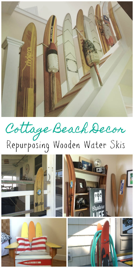 cottage beach decor - Repurposing Old Wooden Water Skis 