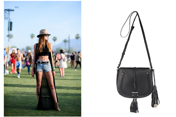 Music Festival Fashion - Black Leather Saddle Bag