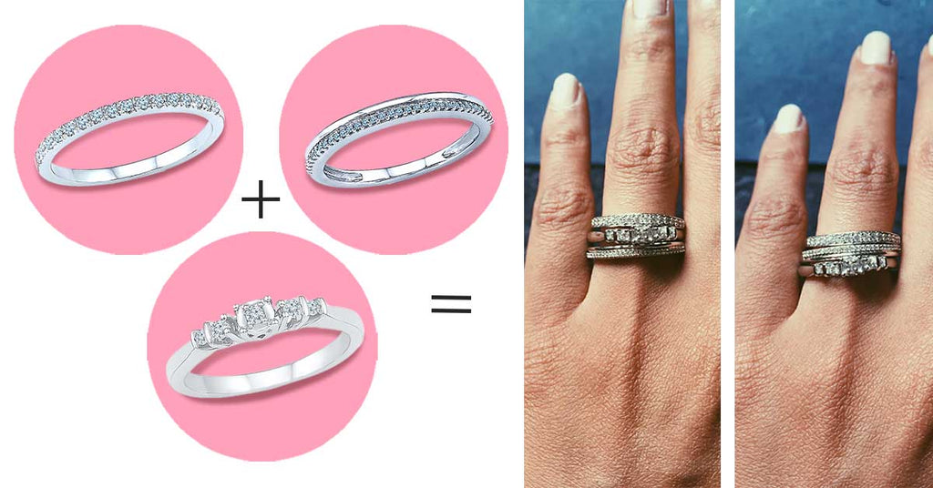 5 ways to style your wedding band- Stack them up and switch them around.