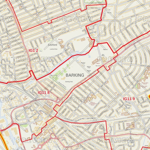 Barking and Dagenham London Borough Postcode Map