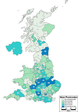 New Postcodes By Postcode Area