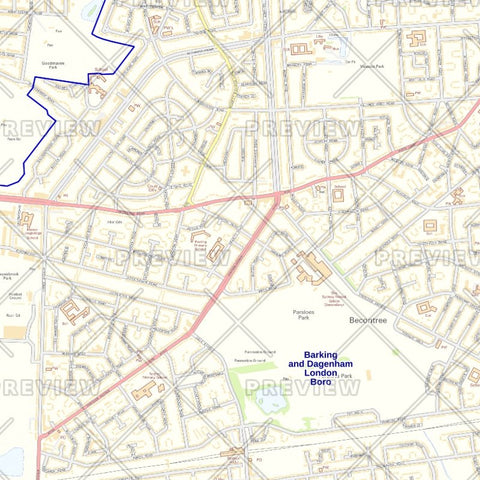 Barking and Dagenham London Borough Street Wall Map