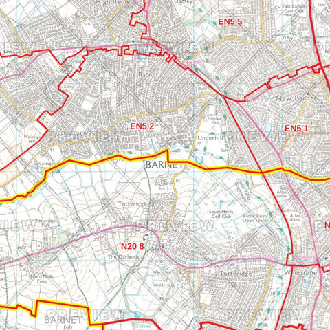 Barnet London Borough Postcode Map