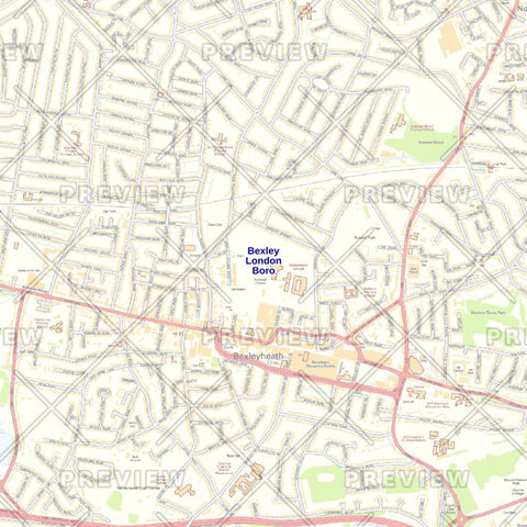 Bexley London Borough Street Wall Map