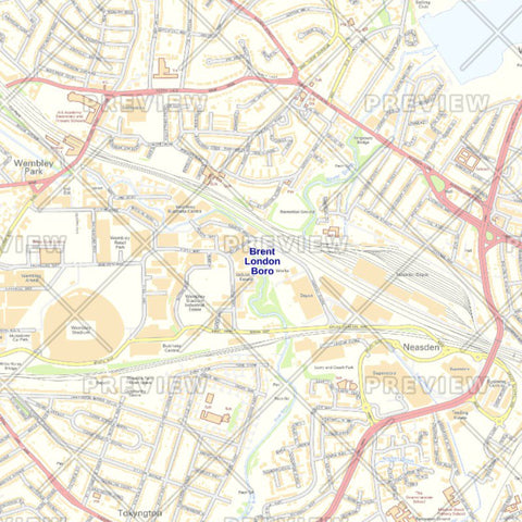 Brent London Borough Street Wall Map