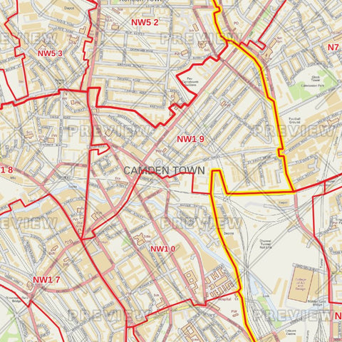 Camden London Borough Postcode Map