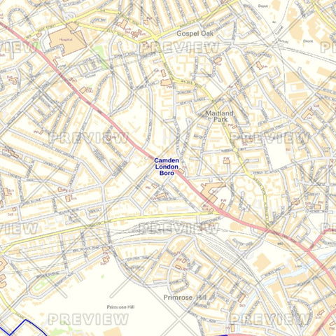 Camden London Borough Street Wall Map